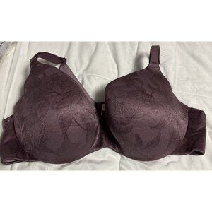 Cacique Lightly Lined Balconette Bra Size 46DD Dark Purple Floral Back Smoothing